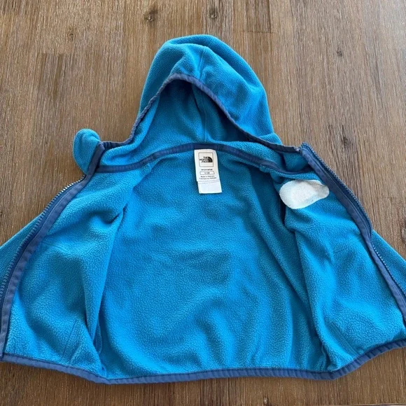 The North Face Baby Bright Blue Fleece Zip Up Hoodie size 6-12 months - Picture 4 of 7